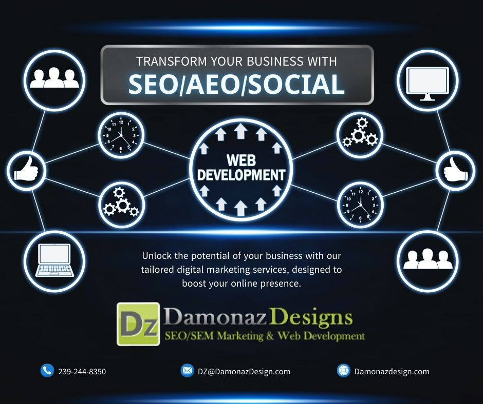 Digital marketing agency Naples Ft Myers SEO AEO GEO Social media Damonaz Design